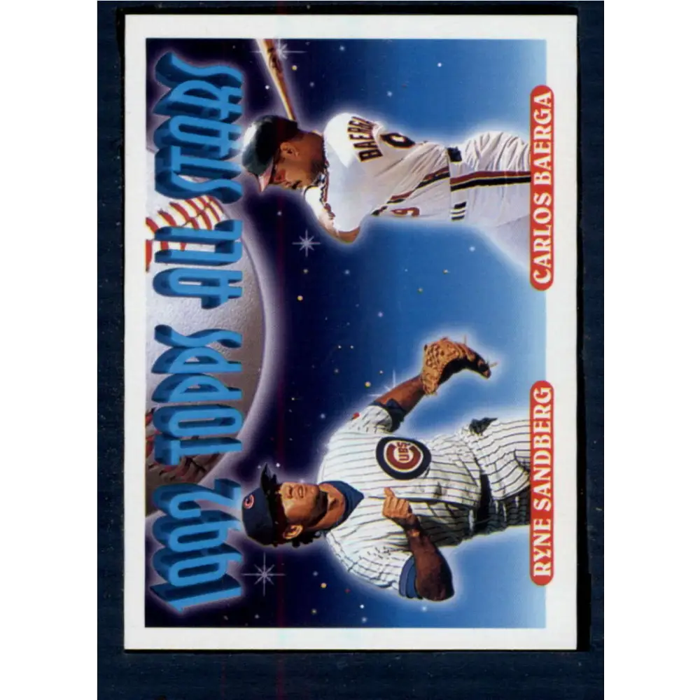 1993 Topps #402 Ryne Sandberg/Carlos Baerga NM-MT Chicago Cubs/Cleveland Indians Baseball Card  Image 1
