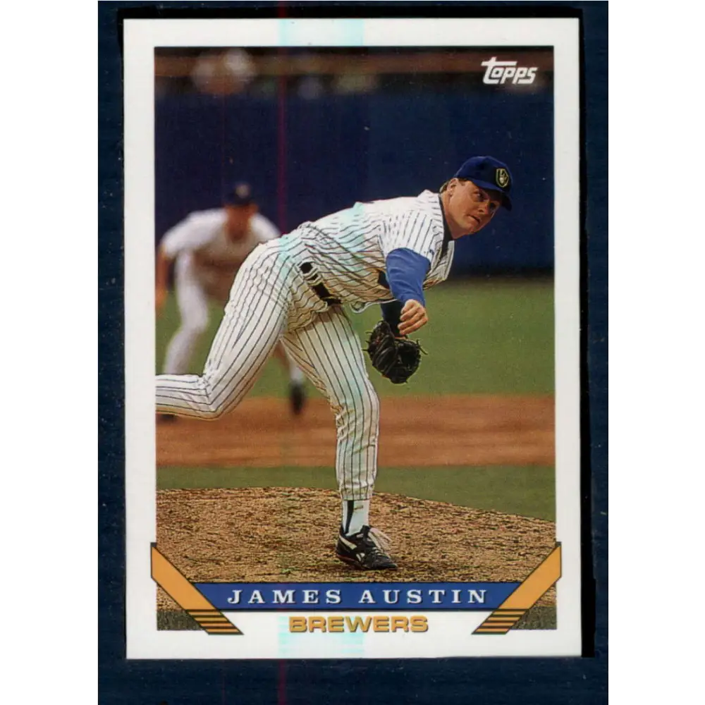 1993 Topps #449 Jim Austin NM-MT Milwaukee Brewers Baseball Card  Image 1