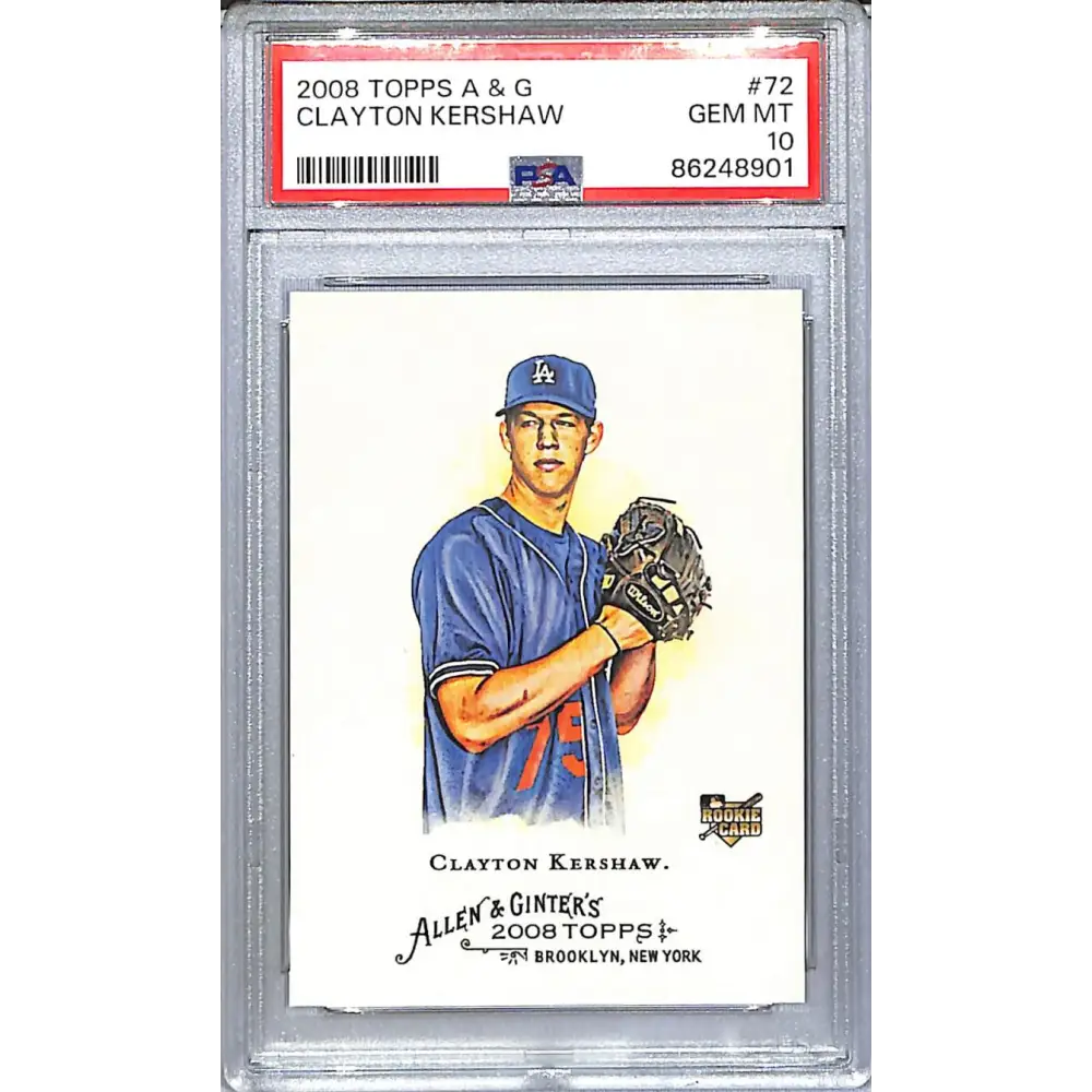 2008 Topps Allen & Ginter #72 Clayton Kershaw PSA 10 GEM MINT RC Rookie Los Angeles Dodgers  Image 1