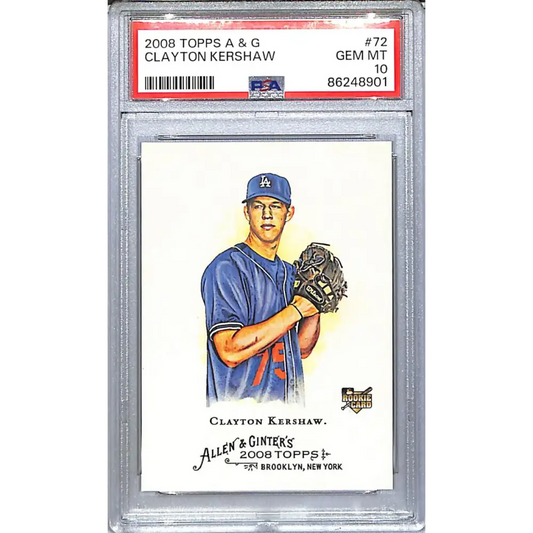 2008 Topps Allen & Ginter #72 Clayton Kershaw PSA 10 GEM MINT RC Rookie Los Angeles Dodgers  Image 1