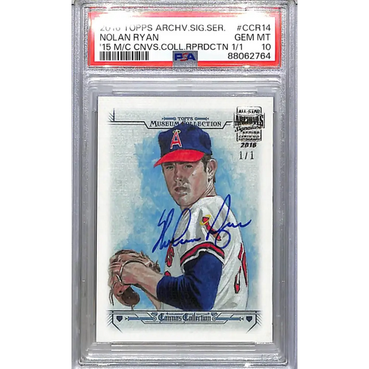 2016 Topps Archives Signature Series Museum Collection Canvas Collection Reproduction #CCR-14 Nolan Ryan PSA 10 GEM MINT Auto 1/1 California Angels  Image 1