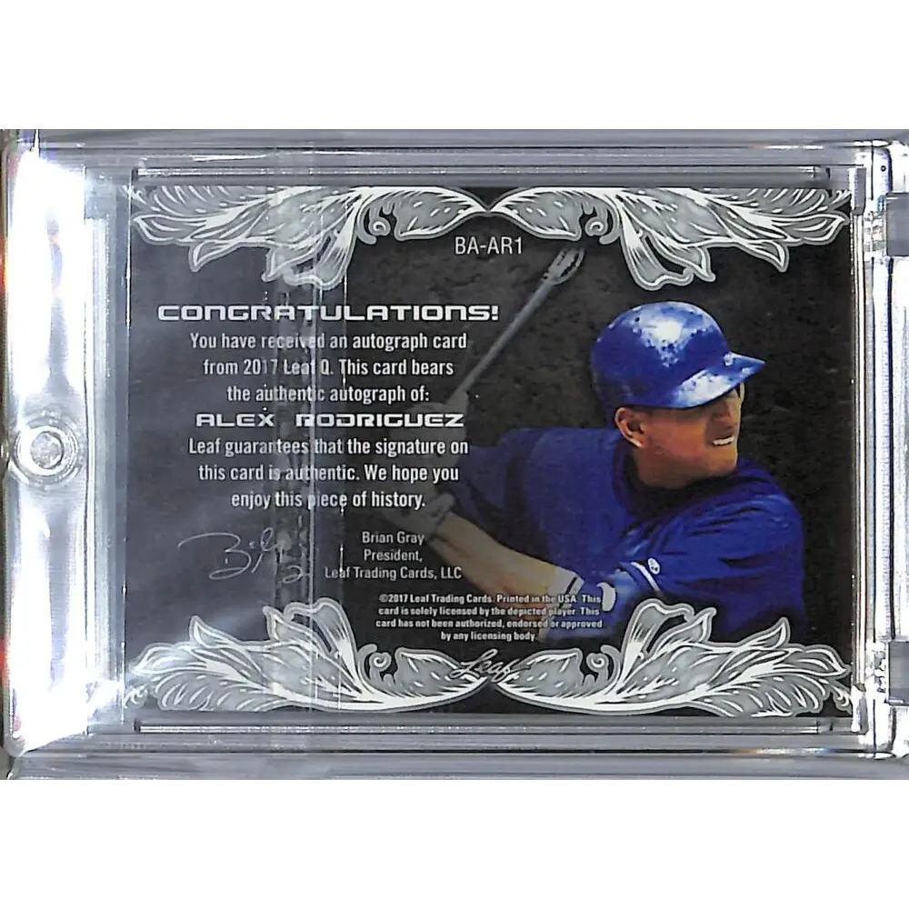 2017 Leaf Q #BA-AR1 Alex Rodriguez NM-MT Auto  Image 2
