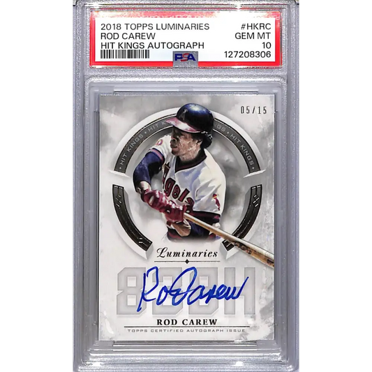 2018 Topps Luminaries Hit Kings #HK-RC Rod Carew PSA 10 GEM MINT Auto 5/15 California Angels  Image 1
