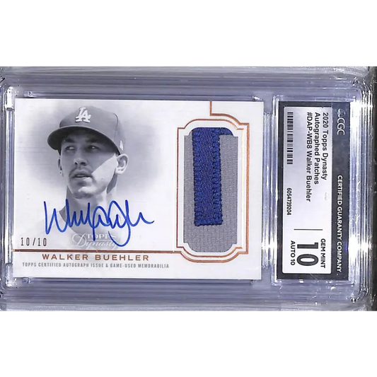 2020 Topps Dynasty #DAP-WB8 Walker Buehler CGC 10 Gem Mint MEM Auto 10/10 Los Angeles Dodgers  Image 1