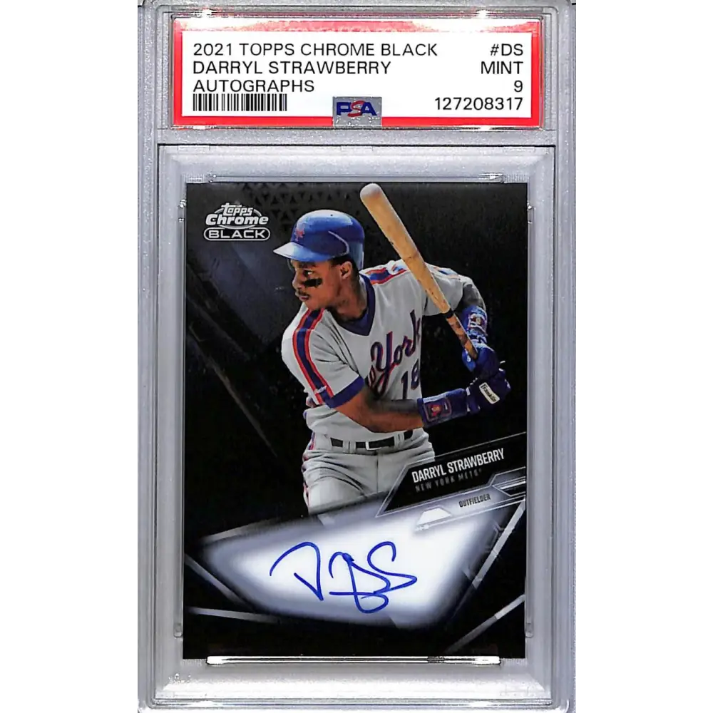 2021 Topps Chrome Black #CBA-DS Darryl Strawberry PSA 9 MINT Auto New York Mets  Image 1