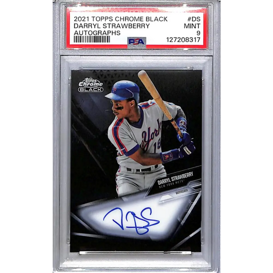 2021 Topps Chrome Black #CBA-DS Darryl Strawberry PSA 9 MINT Auto New York Mets  Image 1