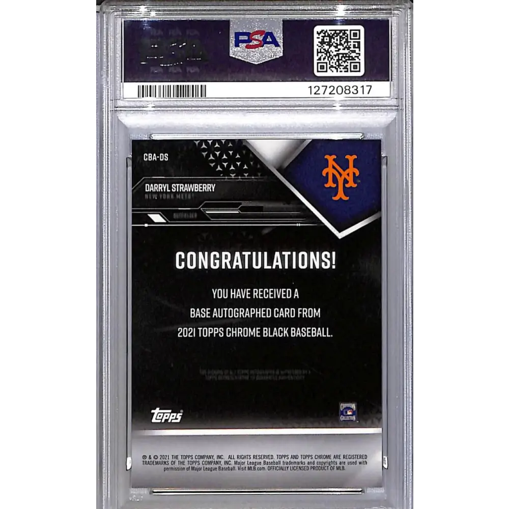 2021 Topps Chrome Black #CBA-DS Darryl Strawberry PSA 9 MINT Auto New York Mets  Image 2