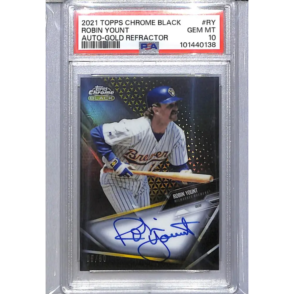 2021 Topps Chrome Black Gold #CBA-RY Robin Yount PSA 10 GEM MINT Auto 5/50 Milwaukee Brewers  Image 1