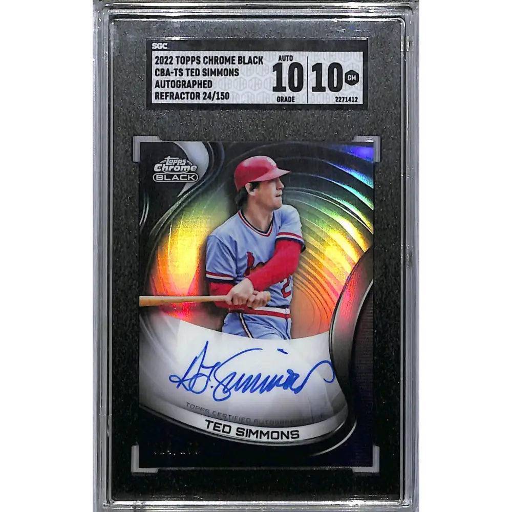 2022 Topps Chrome Black #CBA-TS Ted Simmons SGC 10 Gem Auto 24/150 St. Louis Cardinals  Image 1