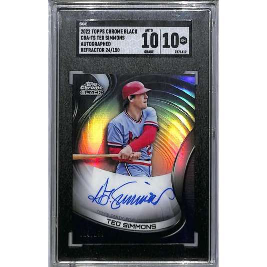 2022 Topps Chrome Black #CBA-TS Ted Simmons SGC 10 Gem Auto 24/150 St. Louis Cardinals  Image 1