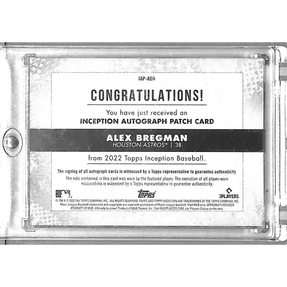 2022 Topps Inception #IAP-ABN Alex Bregman NM-MT MEM Auto 1/1 Houston Astros  Image 2