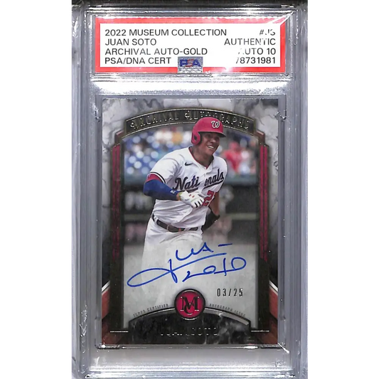 2022 Topps Museum Collection Archival Gold #AA-JS Juan Soto PSA Authentic Auto 3/25 Washington Nationals  Image 1