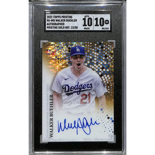 2022 Topps Pristine Pristine Gold #PA-WB Walker Buehler SGC 10 Gem Auto 13/50 Los Angeles Dodgers  Image 1