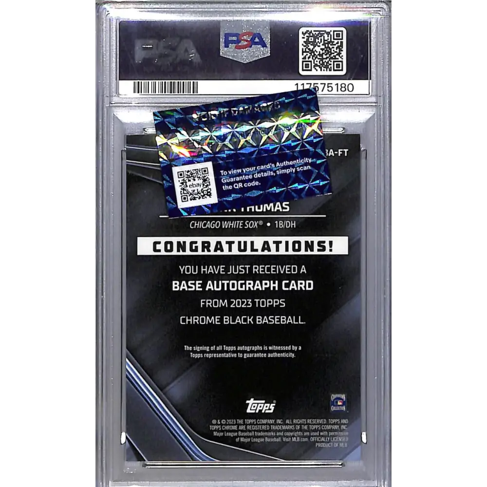 2023 Topps Chrome Black Gold #CBA-FT Frank Thomas PSA 9 MINT Auto 50/50 Chicago White Sox  Image 2