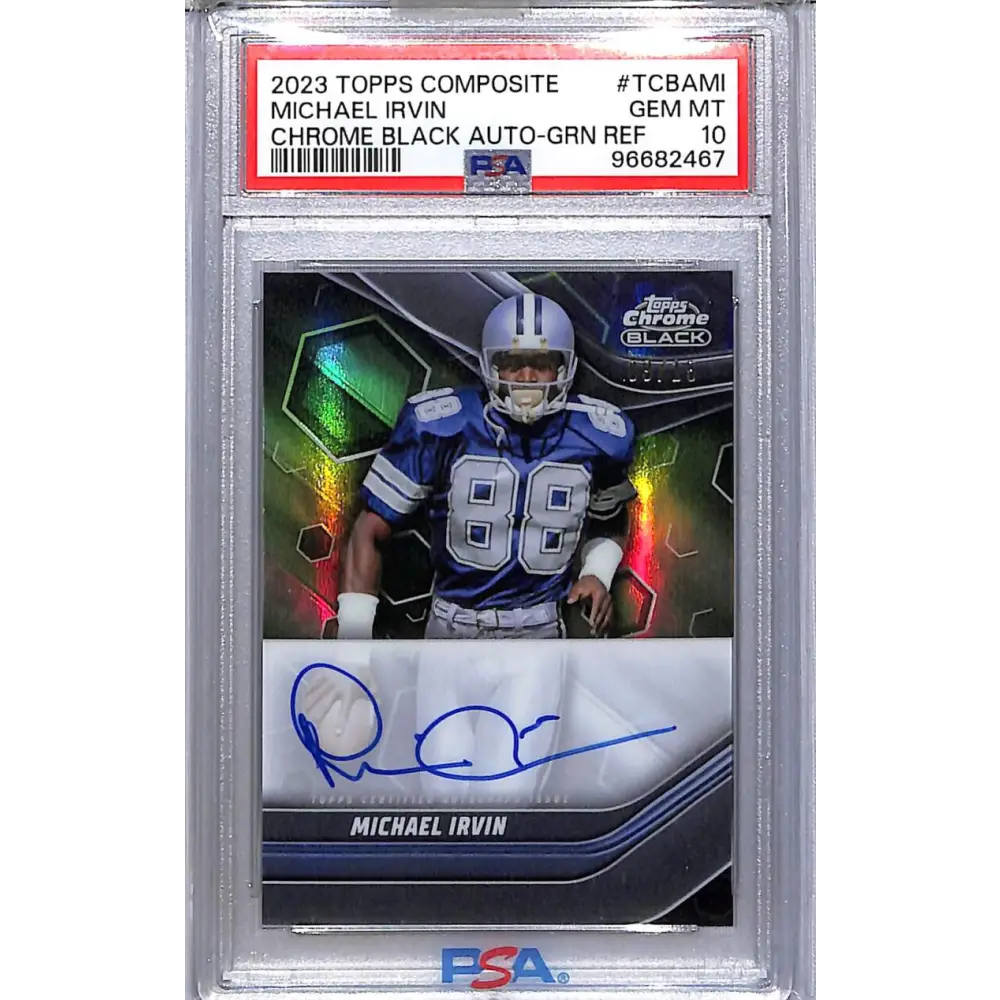 2023 Topps Composite Chrome Black Green #TCBA-MI Michael Irvin PSA 10 GEM MINT Auto 9/15 Dallas Cowboys  Image 1