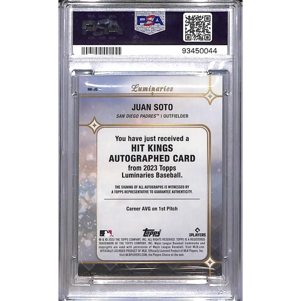 2023 Topps Luminaries Hit Kings #HK-JS Juan Soto PSA 9 MINT Auto 12/15 San Diego Padres  Image 2