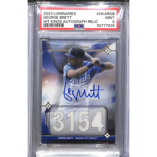 2023 Topps Luminaries Hit Kings #HKAR-GB George Brett PSA 9 MINT MEM Auto 6/15 Kansas City Royals  Image 1