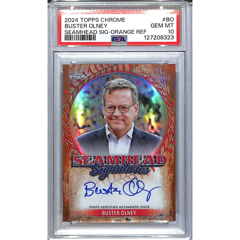 2024 Topps Chrome Seamhead Signatures Orange #SSA-BO Buster Olney PSA 10 GEM MINT Auto 22/25  Image 1