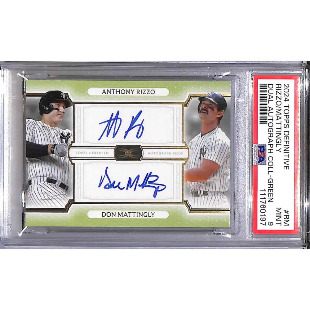 2024 Topps Definitive Dual Green #DAC-RM Anthony Rizzo / Don Mattingly PSA 9 MINT Auto 8/10 New York Yankees  Image 1