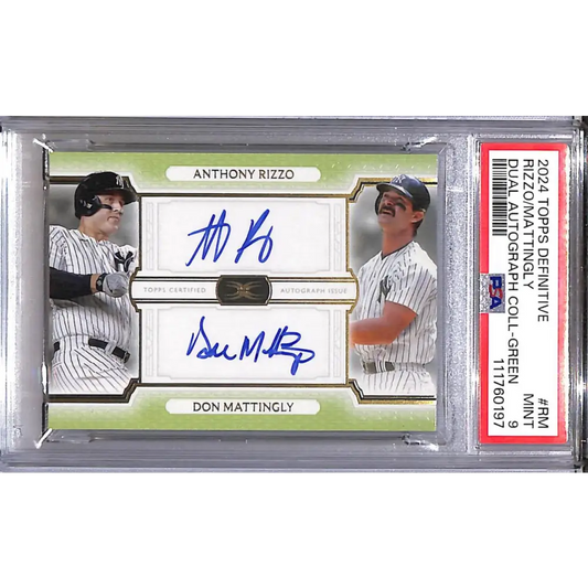 2024 Topps Definitive Dual Green #DAC-RM Anthony Rizzo / Don Mattingly PSA 9 MINT Auto 8/10 New York Yankees  Image 1