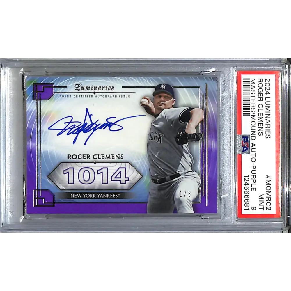 2024 Topps Luminaries Masters of the Mound Purple #MOM-RC2 Roger Clemens PSA 9 MINT Auto 1/3 New York Yankees  Image 1