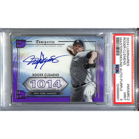 2024 Topps Luminaries Masters of the Mound Purple #MOM-RC2 Roger Clemens PSA 9 MINT Auto 1/3 New York Yankees  Image 1