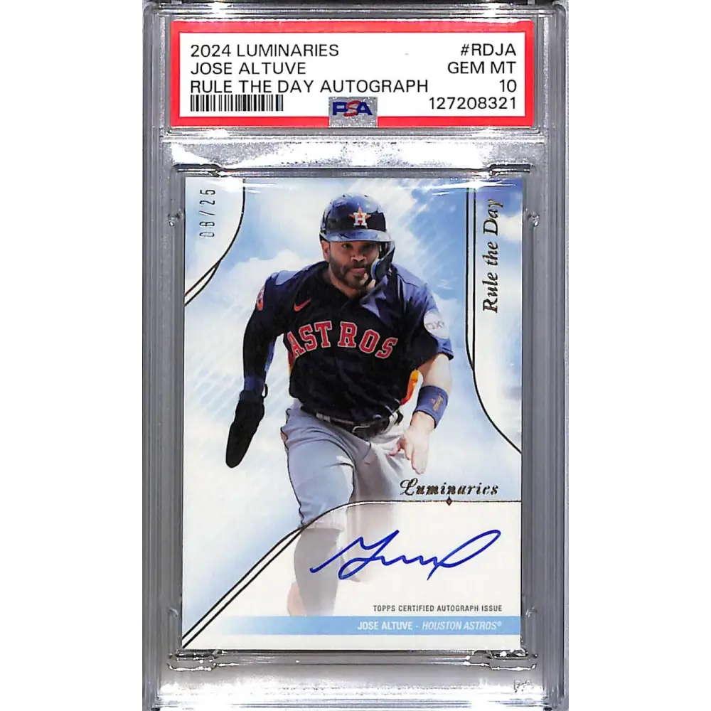 2024 Topps Luminaries Rule The Day #RD-JA Jose Altuve PSA 10 GEM MINT Auto 8/25 Houston Astros  Image 1