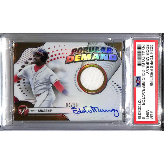 2024 Topps Pristine Popular Demand Gold #DPAR-EM Eddie Murray PSA 9 MINT MEM Auto 3/50 Cleveland Guardians  Image 1