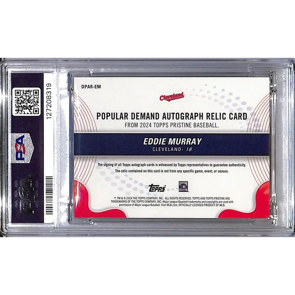 2024 Topps Pristine Popular Demand Gold #DPAR-EM Eddie Murray PSA 9 MINT MEM Auto 3/50 Cleveland Guardians  Image 2