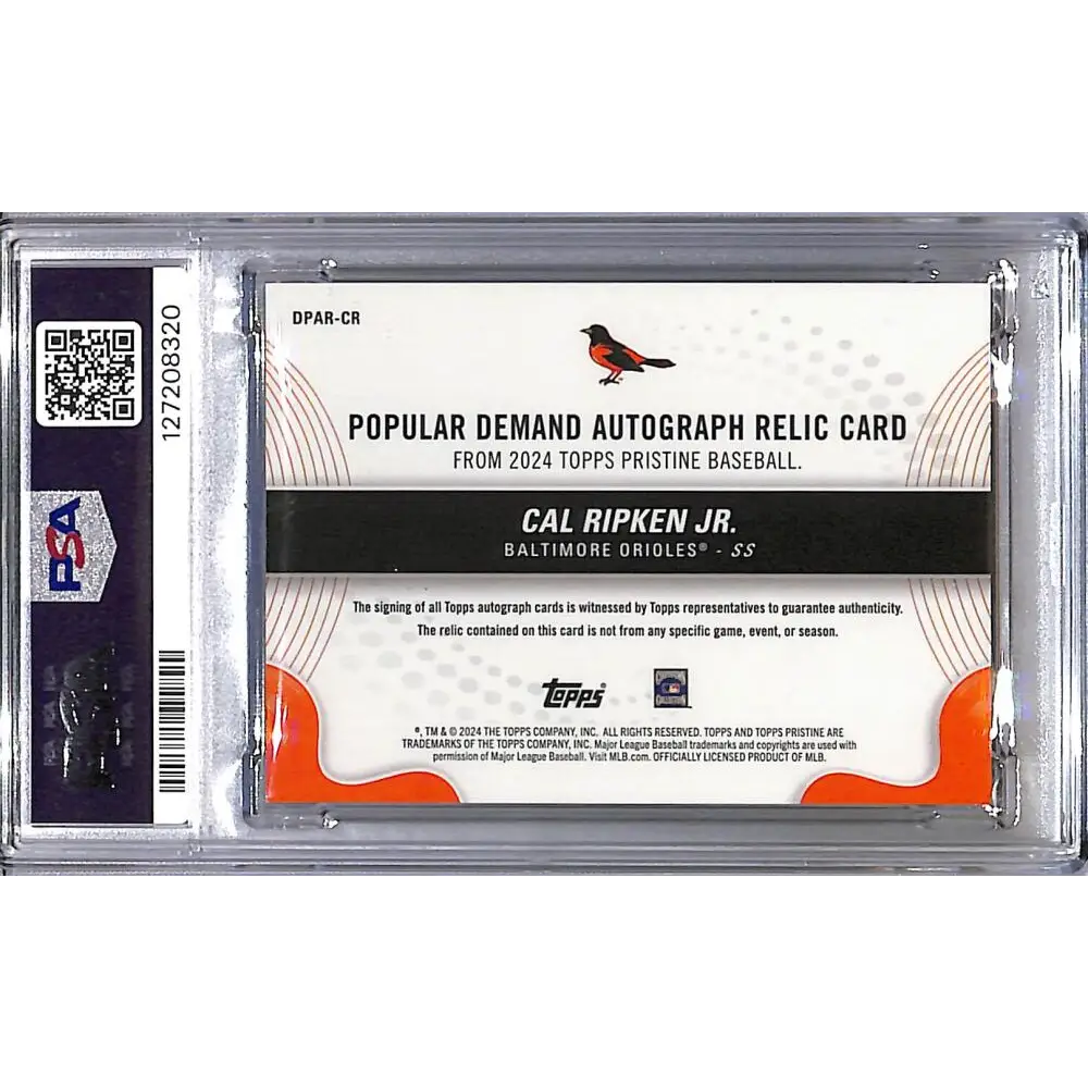 2024 Topps Pristine Popular Demand Pink #DPAR-CR Cal Ripken Jr. PSA 8 NM-MT MEM Auto 12/15 Baltimore Orioles  Image 2