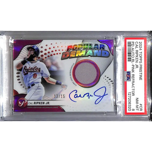 2024 Topps Pristine Popular Demand Pink #DPAR-CR Cal Ripken Jr. PSA 8 NM-MT MEM Auto 12/15 Baltimore Orioles  Image 1