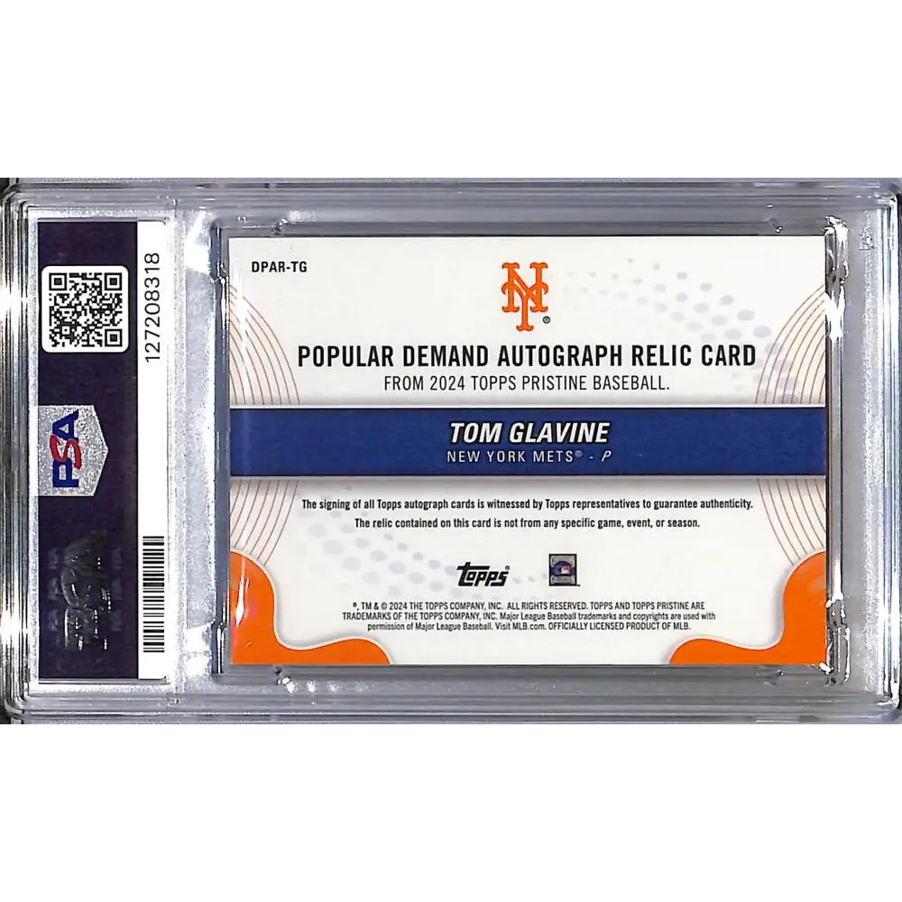 2024 Topps Pristine Popular Demand Pink #DPAR-TG Tom Glavine PSA 9 MINT MEM Auto 11/15 New York Mets  Image 2