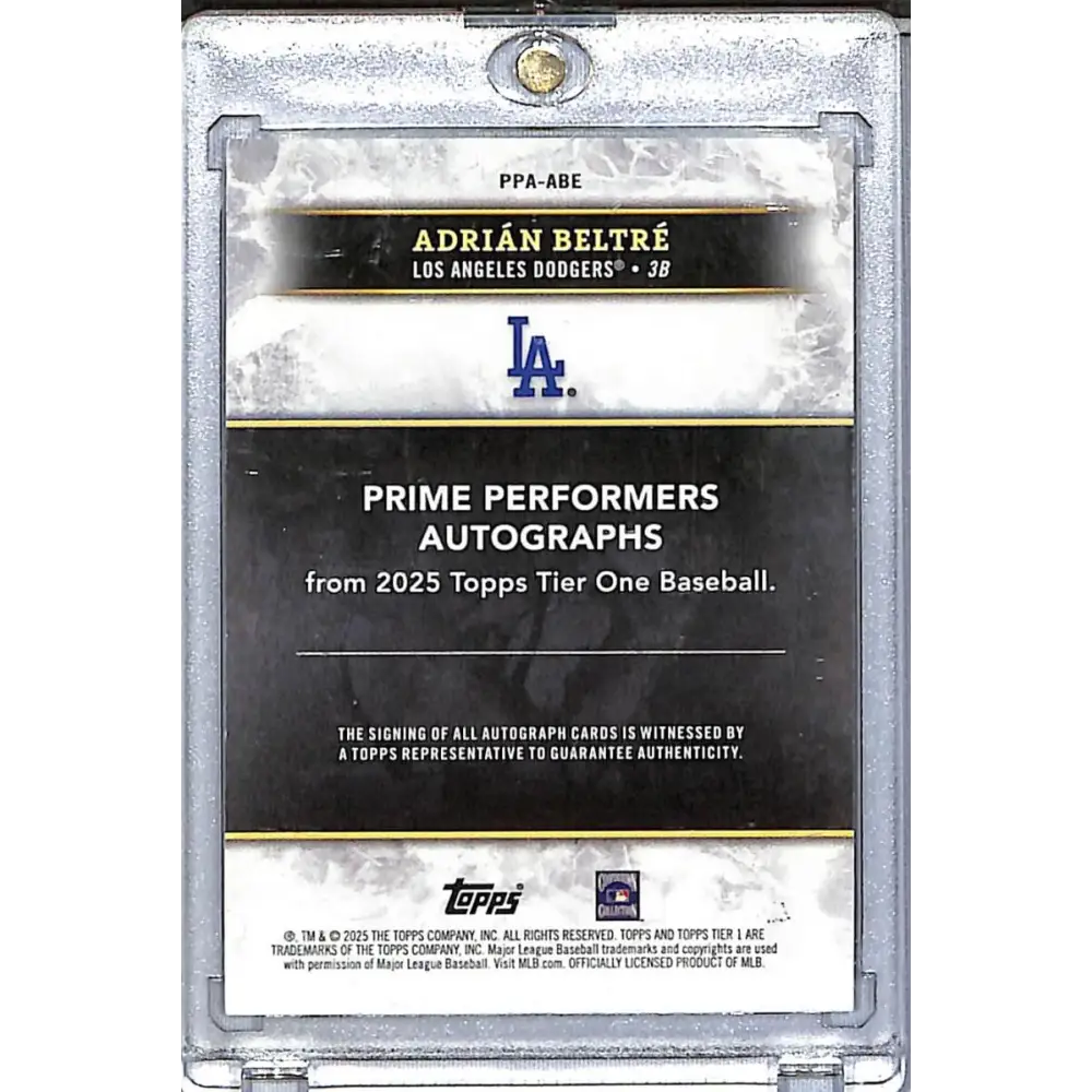 2025 Topps Tier 1 Prime Performers Green #PPA-ABE Adrian Beltre NM-MT Auto 10/20 Los Angeles Dodgers  Image 2