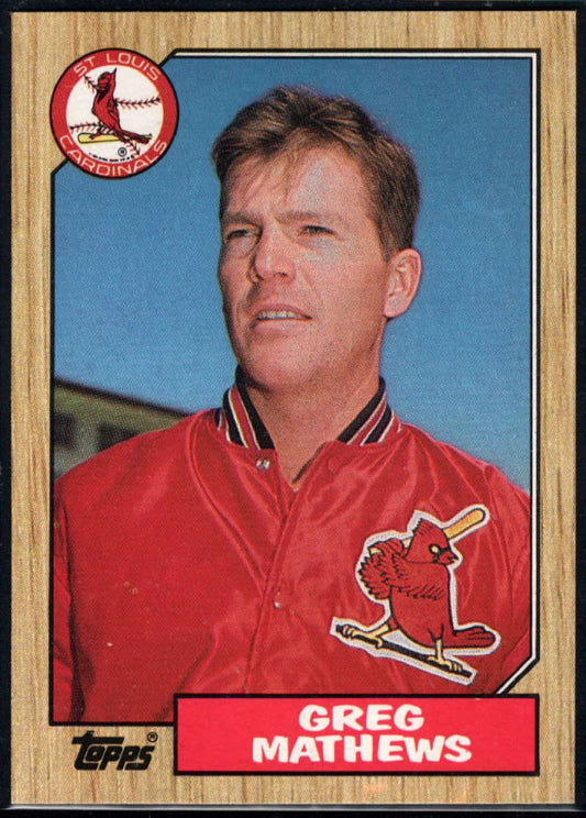 1987 Topps #567 Greg Mathews EX Excellent RC Rookie St. Louis Cardinals Baseball Card  Image 1