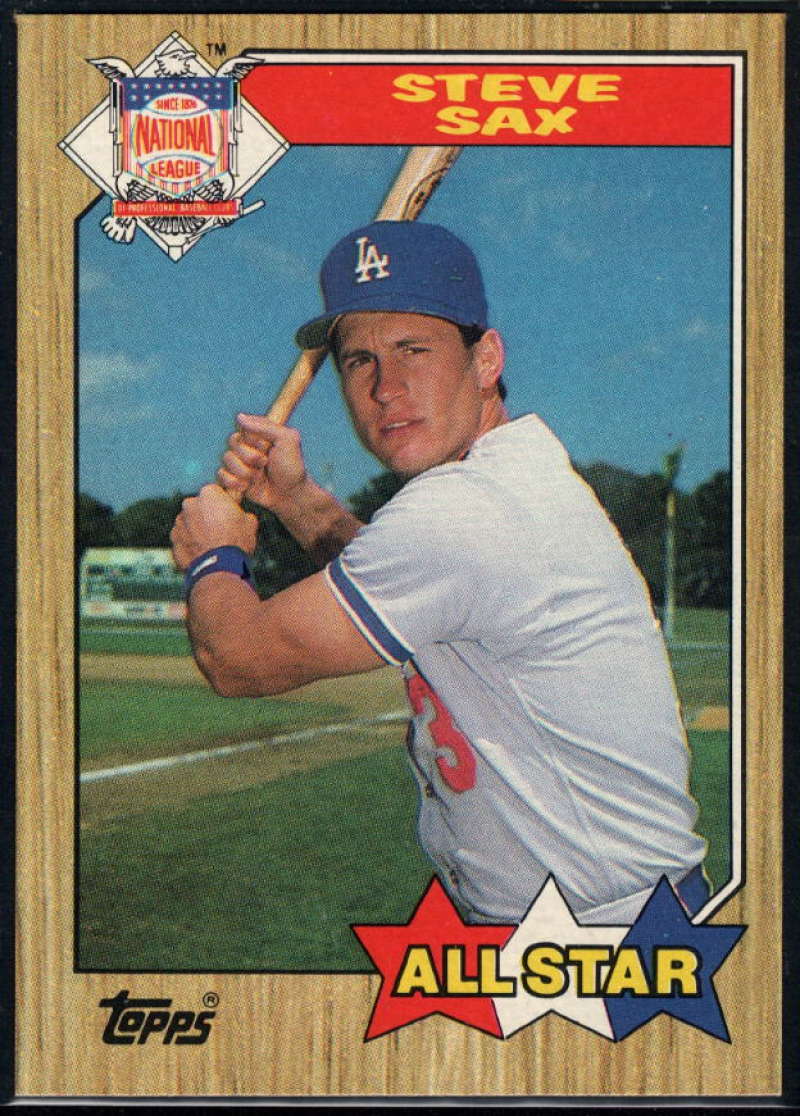 1987 Topps #596 Steve Sax EX Excellent Los Angeles Dodgers Baseball Card  Image 1
