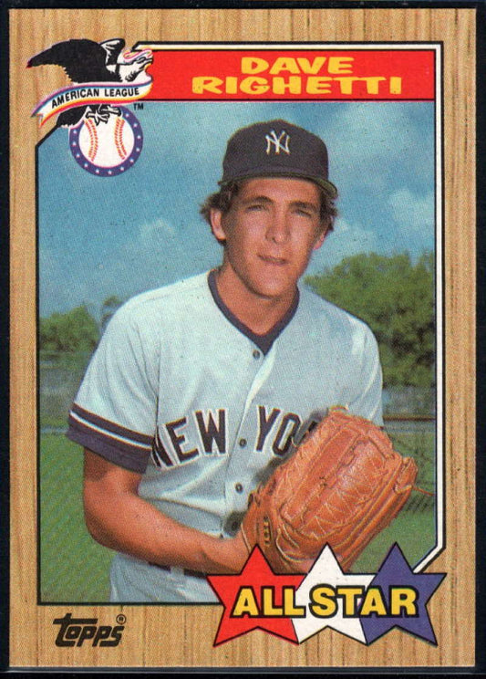 1987 Topps #616 Dave Righetti EX Excellent New York Yankees Baseball Card  Image 1