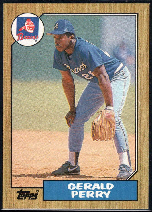 1987 Topps #639 Gerald Perry EX Excellent Atlanta Braves Baseball Card  Image 1