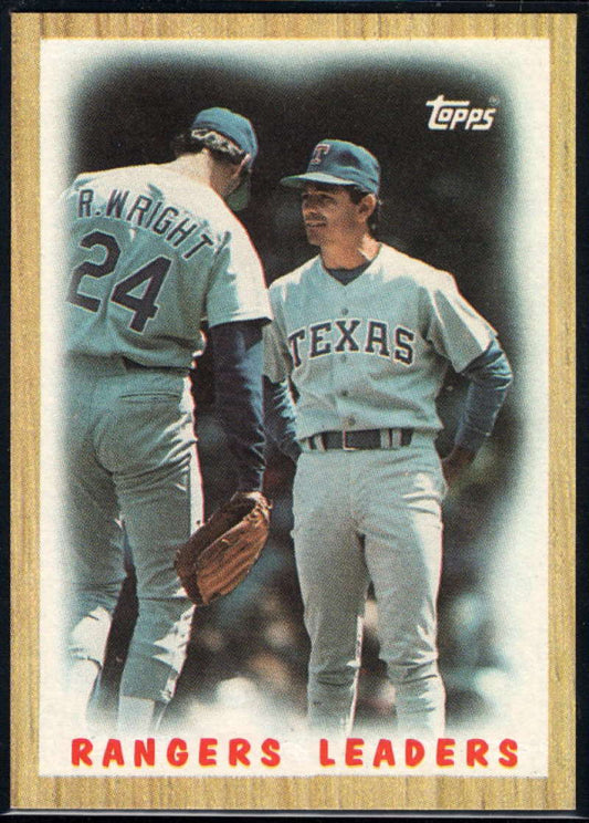 1987 Topps #656 Ricky Wright/Bobby Valentine EX Excellent Texas Rangers Baseball Card  Image 1
