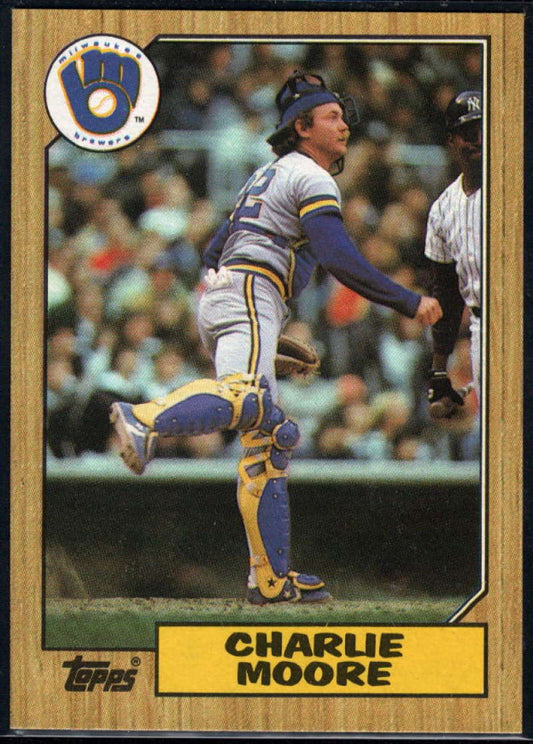 1987 Topps #676 Charlie Moore EX Excellent Milwaukee Brewers Baseball Card  Image 1